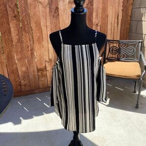 Almost Famous Crave Fame XL Off Shoulder Striped Tank Top NWT